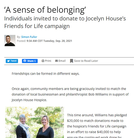 Winnipeg Free Press Article - 'A sense of belonging'